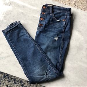 Madewell 10” High Rise Skinny Button Front Jeans